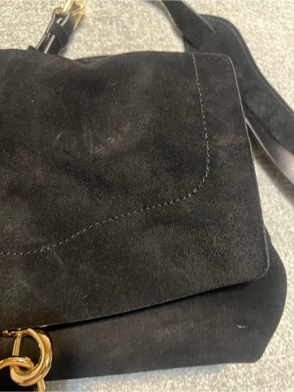 Rebecca Minkoff Black Suede Satchel Bag